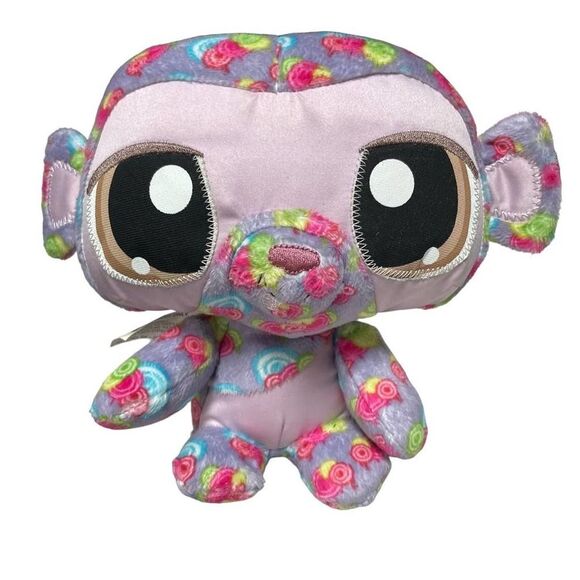 Lilttlest Pet Shop LPS Happiest Monkey Purple Stuff Animal Plush 2008 HG1 - Picture 1 of 6